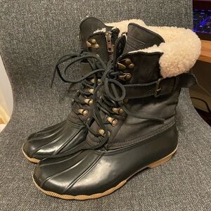 Sperry x J.Crew Wool and Leather saltwater Duck Boots Black